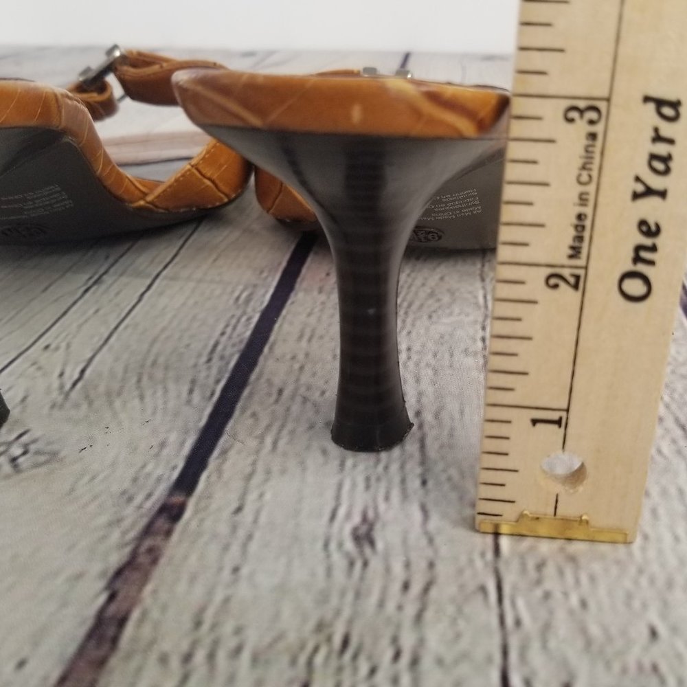 Open Square Toe Low Heels w/ Buckle Slip-On - Picture 5 of 8